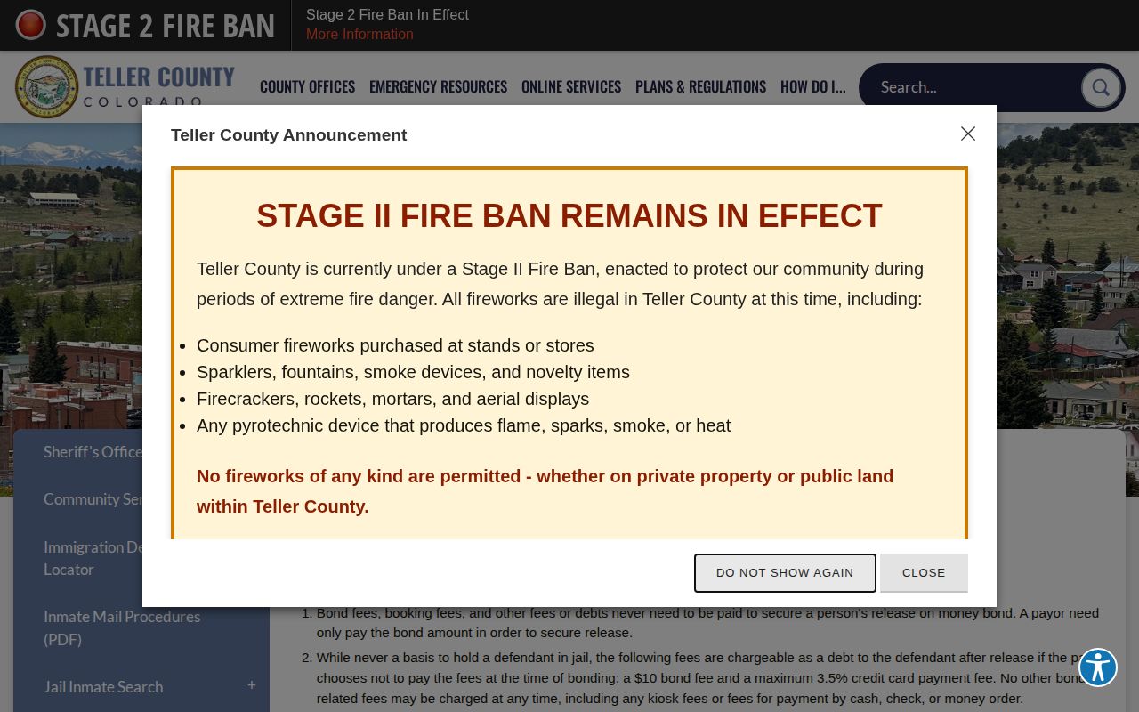 Teller County bond rights page for same-day release timing