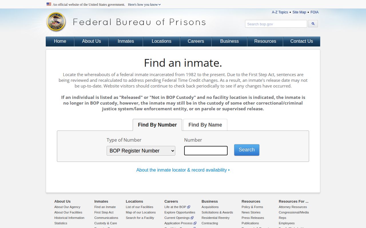 Teller County release check compared with federal BOP inmate locator